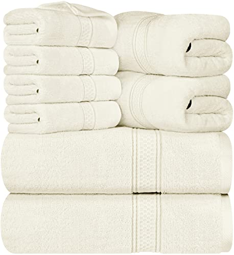 Utopia Towels 8-teiliges Premium-Handtuch-Set, 2 Badetücher, 2 Handtücher und 4 Waschlappen, 600 g/m², 100 % ringgesponnene Baumwolle, Fitnessstudio, Hotel und Spa (Elfenbein) von Utopia Towels