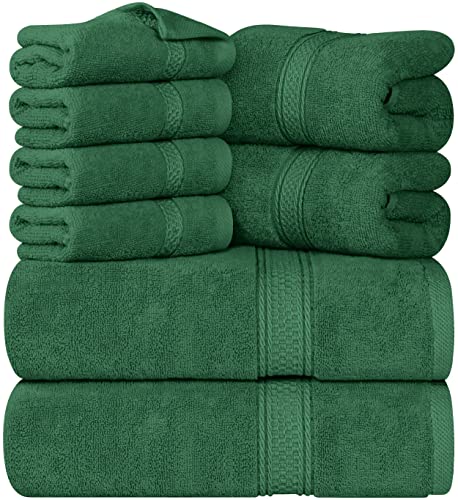 Utopia Towels 8-teiliges Premium-Handtuch-Set, 2 Badetücher, 2 Handtücher und 4 Waschlappen, 600 g/m², 100% ringgesponnene Baumwolle, Fitnessstudio, Hotel und Spa (Jägergrün) von Utopia Towels
