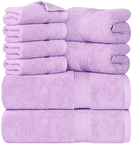 Utopia Towels 8-teiliges Premium-Handtuch-Set, 2 Badetücher, 2 Handtücher und 4 Waschlappen, 600 g/m², 100% ringgesponnene Baumwolle, Fitnessstudio, Hotel und Spa (Lavendel) von Utopia Towels