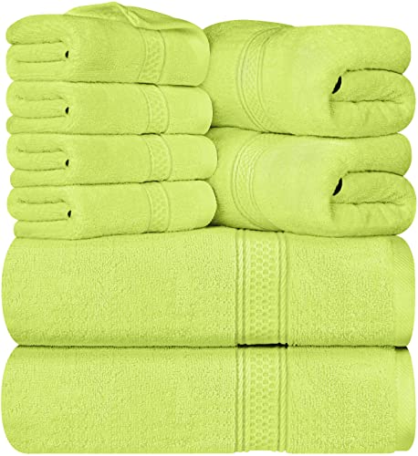 Utopia Towels 8-teiliges Premium-Handtuch-Set, 2 Badetücher, 2 Handtücher und 4 Waschlappen, 600 g/m², 100% ringgesponnene Baumwolle, Fitnessstudio, Hotel und Spa (Neongrün) von Utopia Towels