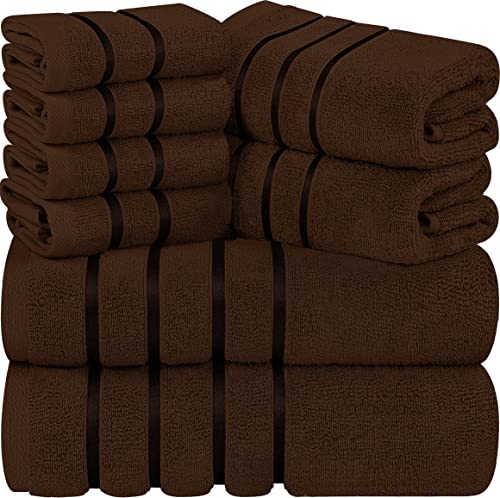 Utopia Towels - 8er-Pack Handtuch-Set mit Aufhängeschlaufe aus 97% Baumwolle, saugfähig und schnell trocknend 2 Badetücher, 2 Handtücher, 4 Waschlappen (Braun) von Utopia Towels
