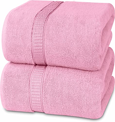 Utopia Towels - 2er Badetücher Groß aus Baumwolle mit Aufhänger, Saunatücher,Badehandtücher Groß, Handtücher 90 x 180 cm (Rosa) von Utopia Towels