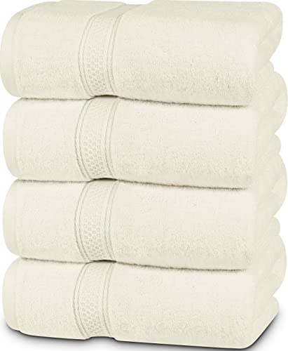 Utopia 4er-Pack Premium-Badetücher, 68 x 137 cm, 100 % ringgesponnene Baumwolle, 600 g/m², leichte und sehr saugfähige, schnell trocknende Handtücher, perfekt für den täglichen Gebrauch, Elfenbein, 4 von Utopia Towels