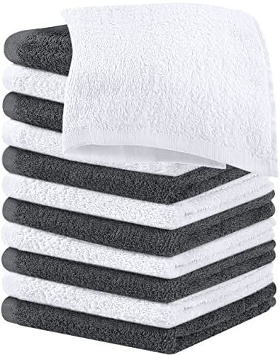 Utopia Towels Baumwoll-Waschlappen-Set – 100 % ringgesponnene Baumwolle, hochwertige Flanell-Waschlappen für das Gesicht, sehr saugfähige und weiche Handtücher, 12 Stück, Grau, Weiß von Utopia Towels
