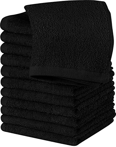 Utopia Towels Baumwoll-Waschlappen-Set – 100 % ringgesponnene Baumwolle, hochwertige Flanell-Waschlappen für das Gesicht, sehr saugfähige und weiche Handtücher, 12 Stück, Schwarz von Utopia Towels