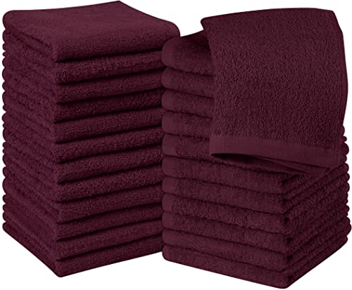 Utopia Towels Baumwoll-Waschlappen-Set – 100 % ringgesponnene Baumwolle, hochwertige Flanell-Waschlappen für das Gesicht, sehr saugfähige und weiche Handtücher, 24 Stück, Burgunderrot von Utopia Towels