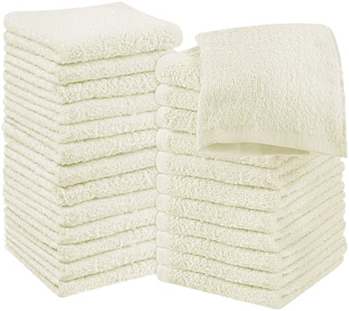 Utopia Towels Baumwoll-Waschlappen-Set – 100 % ringgesponnene Baumwolle, hochwertige Flanell-Waschlappen für das Gesicht, sehr saugfähige und weiche Handtücher, 24 Stück, Elfenbeinweiß von Utopia Towels