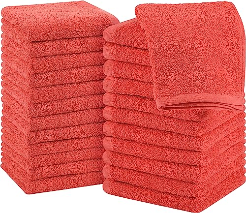 Utopia Towels Baumwoll-Waschlappen-Set – 100 % ringgesponnene Baumwolle, hochwertige Flanell-Waschlappen für das Gesicht, sehr saugfähige und weiche Handtücher, 24 Stück, Koralle von Utopia Towels