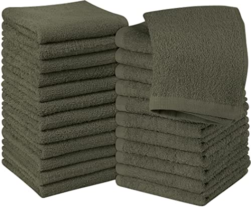 Utopia Towels Baumwoll-Waschlappen-Set – 100 % ringgesponnene Baumwolle, hochwertige Flanell-Waschlappen für das Gesicht, sehr saugfähige und weiche Handtücher, 24 Stück, Olivgrün (Dusty Olive) von Utopia Towels