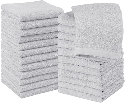 Utopia Towels Baumwoll-Waschlappen-Set – 100 % ringgesponnene Baumwolle, hochwertige Flanell-Waschlappen für das Gesicht, sehr saugfähige und weiche Handtücher, 24 Stück, Silberfarben von Utopia Towels