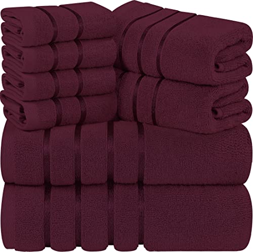 Utopia Towels - 8er-Pack Handtuch-Set mit Aufhängeschlaufe aus 97% Baumwolle, saugfähig und schnell trocknend 2 Badetücher, 2 Handtücher, 4 Waschlappen (Burgunderrot) von Utopia Towels