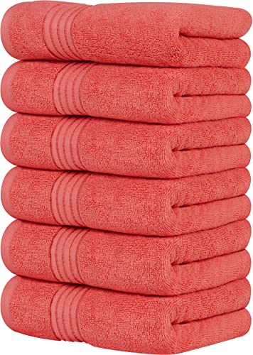 Utopia Towels Coral UT0918 Handtücher, 100% gekämmte, ringgesponnene Baumwolle, ultraweich und sehr saugfähig, 600 g/m², große Dicke Handtücher, 40,6 x 71,1 cm, Hotel- und Spa-Qualität, 6 Stück von Utopia Towels