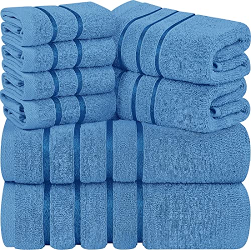 Utopia Towels - 8er-Pack Handtuch-Set mit Aufhängeschlaufe aus 97% Baumwolle, saugfähig und schnell trocknend 2 Badetücher, 2 Handtücher, 4 Waschlappen (Elektrisch blau) von Utopia Towels