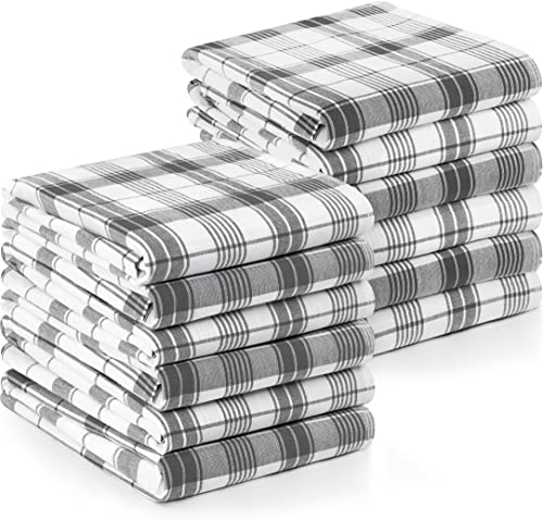 Utopia Towels Karierte Geschirrtücher, 38 x 64 cm, 100% ringgesponnene Baumwolle, super saugfähige Küchentücher, Trockentücher Set (12 Stück, Grau und Weiß) von Utopia Towels