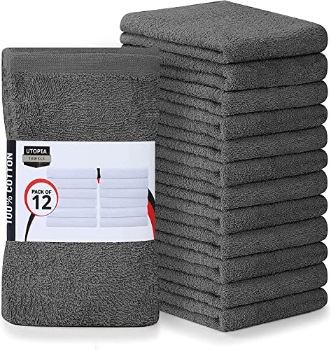 Utopia Towels Kitchen Bar Mops Handtücher, 12 Stück Handtücher - 16 x 19 Zoll, 100% Baumwolle Super Saugfähige Grau Bar Handtücher, Mehrzweck-Reinigungstücher für Zuhause und Küchenbars von Utopia Towels