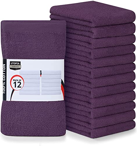 Utopia Towels Kitchen Bar Mops Handtücher, 12 Stück Handtücher - 40,6 x 48,3 cm, 100% Baumwolle, super saugfähige Pflaumen-Bar-Handtücher, Mehrzweck-Reinigungstücher für Zuhause und Küchenbars von Utopia Towels