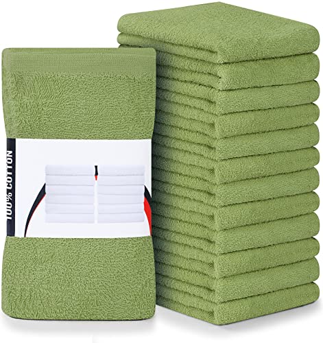 Utopia Towels Küche Bar Mops Handtücher, 12 Stück Handtücher - 16 x 19 Zoll, 100% Baumwolle Super Saugfähig Salbeigrün Bar Handtücher, Mehrzweck-Reinigungstücher für Haus und Küche Bars von Utopia Towels