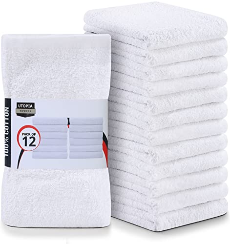 Utopia Towels Küchenbarmopp-Handtücher, 12 Stück Handtücher – 16 x 19 Zoll, 100% Baumwolle Super Saugfähige Weiße Bar-Handtücher, Mehrzweck-Reinigungstücher für Haus und Küche Bars von Utopia Towels