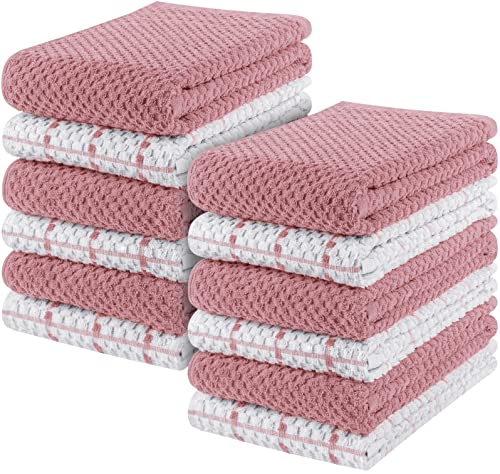 Utopia Towels Küchentücher, 38,1 x 63,5 cm, 100% ringgesponnene Baumwolle, superweiche und saugfähige Leinen-Geschirrtücher, Geschirrtücher und Barhandtücher, Set (Altrosa), 12 Stück von Utopia Towels