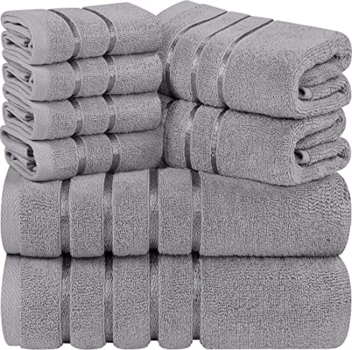 Utopia Towels - 8er-Pack Handtuch-Set mit Aufhängeschlaufe aus 97% Baumwolle, saugfähig und schnell trocknend 2 Badetücher, 2 Handtücher, 4 Waschlappen (Kühl Grau) von Utopia Towels