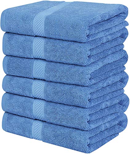 Utopia Towels Mittelgroße Baumwollhandtücher, elektrisches Blau, 61 x 122 cm, Handtücher für Pool, Spa und Fitnessstudio, leichte und sehr saugfähige, schnell trocknende Handtücher, 6 Stück von Utopia Towels
