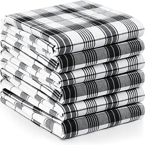 Utopia Towels Plaid Karo Geschirrtücher, 38.1x63.3 cm, 100% ringgesponnene Baumwolle, super saugfähiges Leinen, Küchenhandtücher, weiche, schwarz, weiß) von Utopia Towels