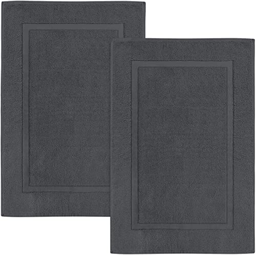 Utopia Towels - 2er Pack groß Badematte Badvorleger (53 x 86 cm) - 100% Baumwolle Frottee -Waschbare Badteppich (Grau) von Utopia Towels