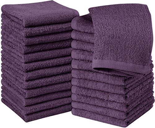 Utopia Towels Baumwoll-Waschlappen-Set – 100 % ringgesponnene Baumwolle, hochwertige Flanell-Waschlappen für das Gesicht, sehr saugfähige und weiche Handtücher, 24 Stück, Pflaume von Utopia Towels