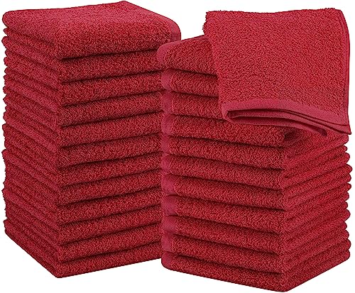 Utopia Towels - 24 Stück Seiftücher, 30x30 cm mit Aufhängeschlaufen, saugfähige Waschlappen zum Abwischen und Reinigen des Gesichts aus 100% Baumwolle (Rot) von Utopia Towels