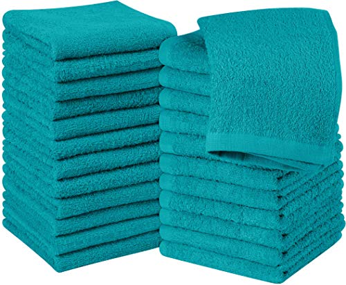 Utopia Towels - 24 Stück Seiftücher, 30x30 cm mit Aufhängeschlaufen, saugfähige Waschlappen zum Abwischen und Reinigen des Gesichts aus 100% Baumwolle (Türkis) von Utopia Towels