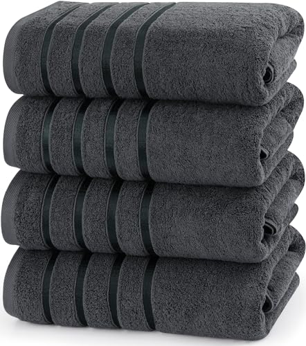 Utopia Towels Übergroßes Duschtuch-Set, aus 100% ringgesponnener Baumwolle (68,6 x 137,2 cm), sehr saugfähig, schnell trocknend, Duschtücher für Badezimmer, Spa, Hotel und Fitnessstudio, Grau, 4 von Utopia Towels