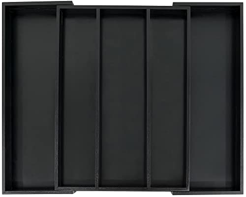 Utoplike Bamboo Expansionable Küchenschublade Organisator, verstellbare Utensilienhalter und Besteckkasten, für Besteck, Besteck, Messer in der Küche, Schwarz, Groß von Utoplike