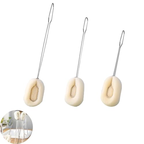 UtySty Glaswaren-Reinigungsbürste mit langem Griff, wiederverwendbar, Scheuerschwamm, Flaschenbürste, Puff Geschirrbürsten, Schrubber für Cocktail-Trinkgläser, Trinkgläser, hohe Glas-Set, Tassen von UtySty