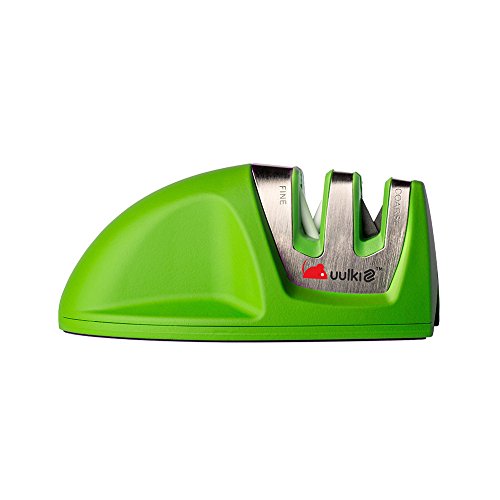 UULKI Luxplosion - Messerschärfer mit rutschfester Gummibasis und Gummibeschichtung - Messer Scherenschärfer mit 2 Stufen | passt in jede Schublade - Grün von Uulki