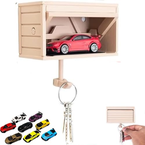 Uuxkgu Car Garage Key Holder with Opening Door,garage Key Holder,Funny Wall Mount Car Garage Key Rack,3D Printed Key Organizer Wall Mount,Easy Installation Key Rack for Entryway,Autos sind zufällig-E von Uuxkgu