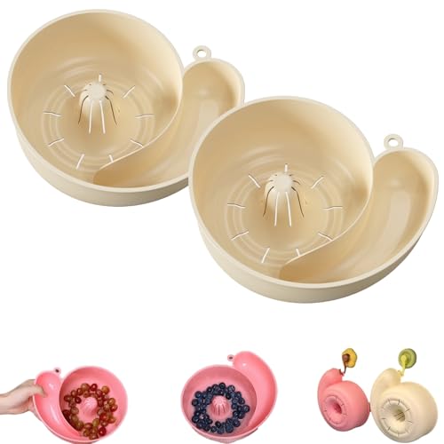 snail shaped fruit washer,schneckenförmiger obstwascher,3d-gedruckte automatische gemüse- und obstwaschschüssel,automatischer abtropfkorb,fruit washing bowl,snail-shape rotating strainer bowl-2pcs-B von Uuxkgu