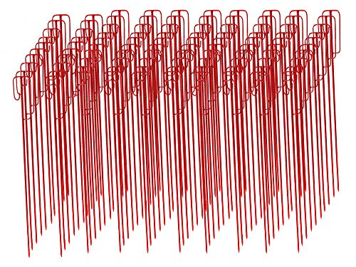 100 Stück rote Absperrleinenhalter 1200mm Laterneneisen, Halter für Warnband, Fangzaun, Absperrkette von UvV