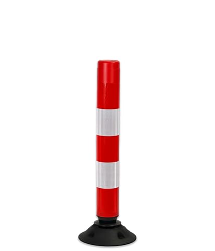 Leitpoller - UvV-Swingback Leitzylinder rot-weiß mit Bandfederung - extra stark reflektierend - Absperrung (750mm) von UvV-Reflex