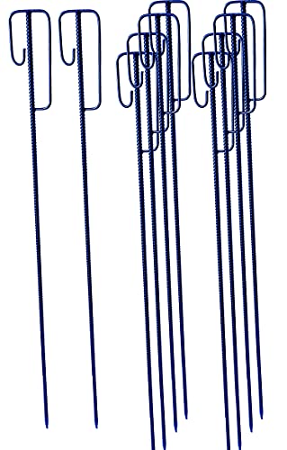 UvV Absperrleinenhalter Stahl Set mit 10 Stück Laterneneisen 1200 mm lang Ø14 mm mit UVV-Bügel für Fangzaun, Absperrungen, Parkplatz, Absperrkette oder Warnband (Blau) von UvV