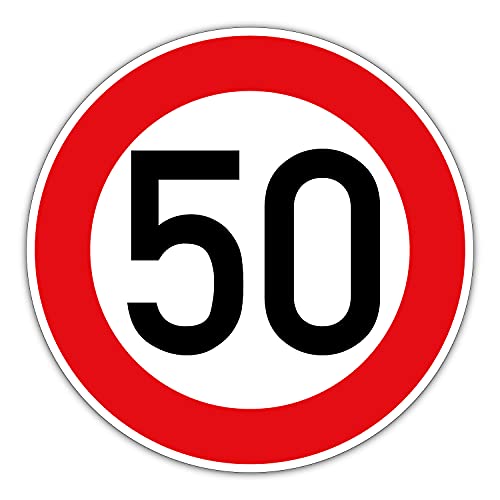 10-130 (km/h) Verkehrszeichen als Geburtstagsschild 60 cm Durchmesser, Aluminium reflektierend, jetzt auch mit Wunschzahl (50) von UvV