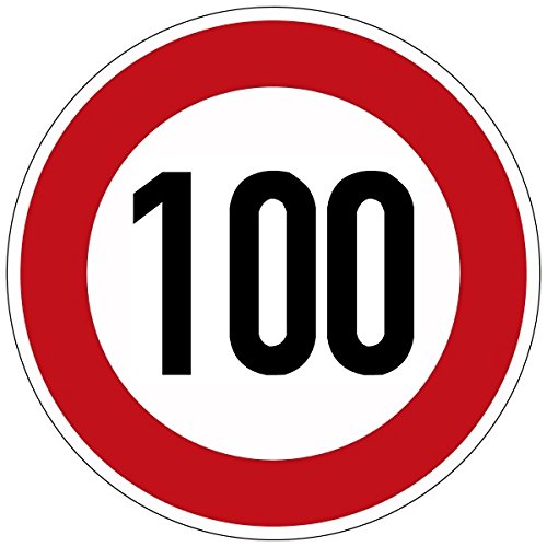 100-111 (km/h) Verkehrszeichen als Geburtstagsschild 60 cm Durchmesser, Aluminium Reflektierend (100) von UvV