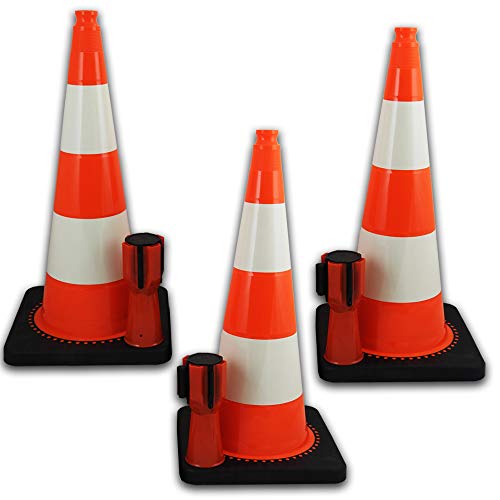 Absperrset Leitkegel 75cm + UvV-Conny Absperrband rot 5 Meter + reflektierender Leitkegel mit RA1 Folie (dreier Set) von UvV