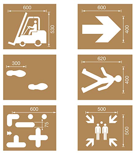 Bodenmarkierung Schablonensätze zur perfekten Markierung im Lager, Parkplatz, Parkhaus, Industrie - passend für Ampere, Colorline oder andere Bodenmarkierungsfarben (Industrie ASR) von UvV