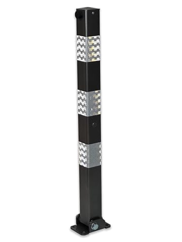 ES-Team Stahl Absperrpfosten feuerverzinkt 900mm Hoch - 70x70mm Vierkantrohr, Umlegbar mit Dreikantverschluss, Poller, Parkplatzsperre (DB-703-Eisenglimmer-Folie) von UvV