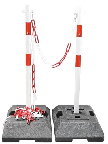 ES-Team UvV Kettenständer robuste Absperrpfosten mit roter Reflexstreifen 18 kg Standfestigkeit verschiedene Sets (2er Set) von UvV