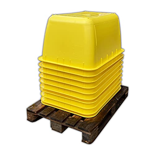Mörtelkübel 2.Wahl gelb 200l Stahl-Schiene Mörtelwanne - Paletten Ware vom UvV-Shop - wahlweise mit oder ohne verzinkte Stahlverstärkung (Gelb ohne Stahlverstärkung, 10) von UvV