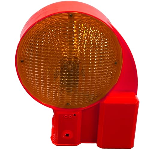 UVWARN Bakenleuchte gelbe LED + 1 Batterie 6 Volt 200mm Linse L6 DIN EN12352 einseitig (rot) von UvV