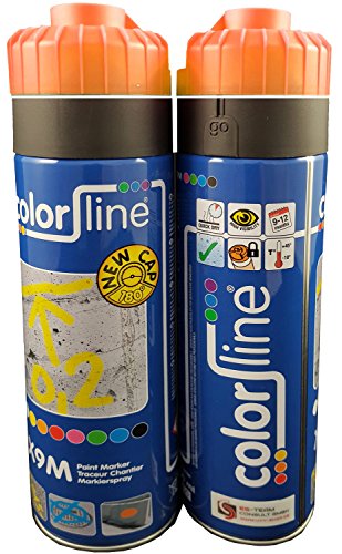 UvV® 2 x 500 ml Bau- und Markierungsspray Typ Colorline- Sprühdose mit Markierfarbe in vielen Farben (Orange (flour)) von UvV