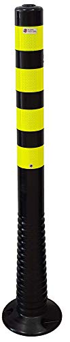 UvV® Reflex Absperrpfosten, Poller 100 cm hoch, flexibel schwarz, reflektierend (1 Stück, Schwarz-Lemon) von UvV