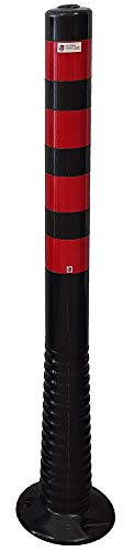 UvV® Reflex Absperrpfosten, Poller 100 cm hoch, flexibel schwarz, reflektierend (1 Stück, Schwarz-Rot) von UvV